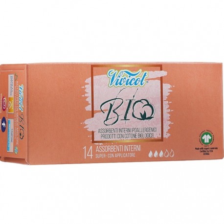 Tampoane cu aplicator din bumbac hipoalergenic ecologic 3 picaturi 14buc Vivicot