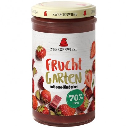 Gem de capsune cu rubarba bio, indulcit cu nectar de agave 225g Zwergenwiese