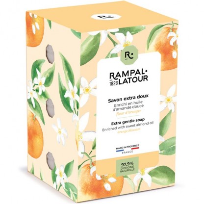 Cutie 3 sapunuri naturale cu flori de portocal 375g Rampal Latour