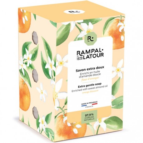 Cutie 3 sapunuri naturale cu flori de portocal 375g Rampal Latour