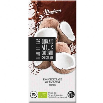 Ciocolata cu lapte si fulgi de cocos bio 100g Meybona Organic