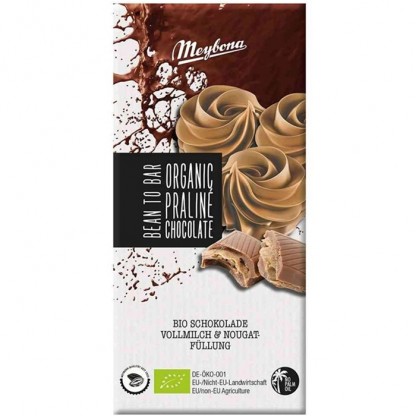 Ciocolata cu lapte si crema de praline bio 100g Meybona Organic