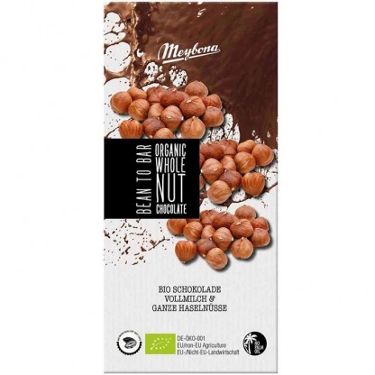 Ciocolata cu lapte si alune de padure bio 100g Meybona Organic