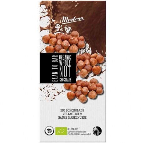 Ciocolata cu lapte si alune de padure bio 100g Meybona Organic