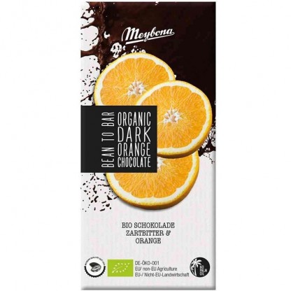 Ciocolata neagra cu portocale bio 100g Meybona Organic
