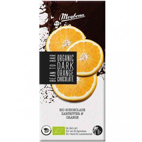 Ciocolata neagra cu portocale bio 100g Meybona Organic