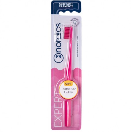 Periuta de dinti Expert 6580 filamente, moale, roz Nordics Oral Care