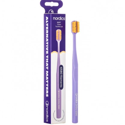 Periuta de dinti Ortho 6580 filamente, moale, portocaliu Nordics Oral Care
