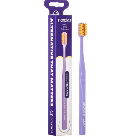 Periuta de dinti Ortho 6580 filamente, moale, portocaliu Nordics Oral Care