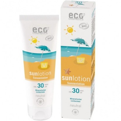Lotiune fluida bio protectie solara SPF30, fara parfum, rezistenta la apa 125ml Eco Cosmetics