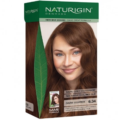 Vopsea de par naturala, permanenta 6.34 Blond Mediu Aramiu 115ml Naturigin