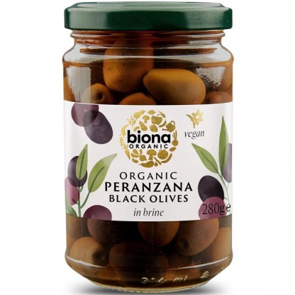 Masline negre peranzana bio, in saramura 280g Biona