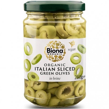Masline verzi italine bio, feliate in saramura 280g Biona