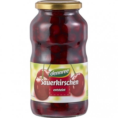 Compot de visine bio, fara samburi 700g Dennree