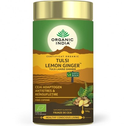 Ceai Tulsi (Busuioc Sfant) cu Lamaie si Ghimbir 100g Organic India