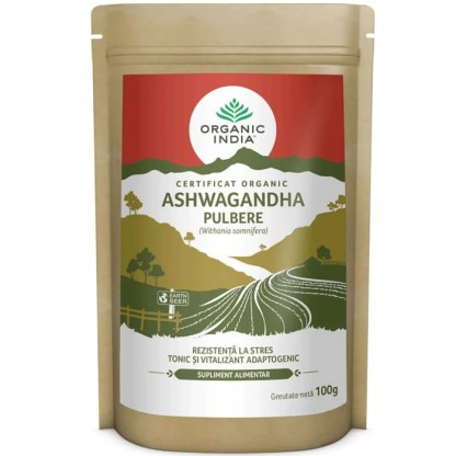 Ashwagandha pulbere bio, tonic si vitalizant 100g Organic India