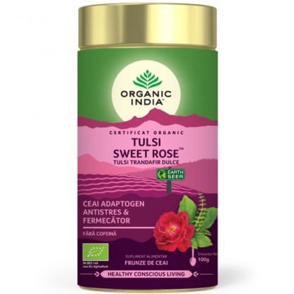 Ceai Tulsi (Busuioc Sfant) Trandafir Dulce 100g Organic India