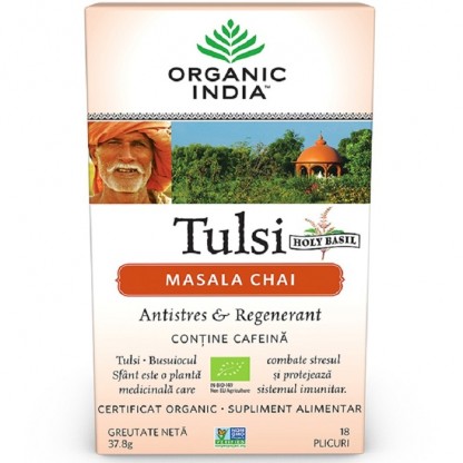Ceai Tulsi Masala Chai, ceai bio relaxant 18 plicuri Organic India