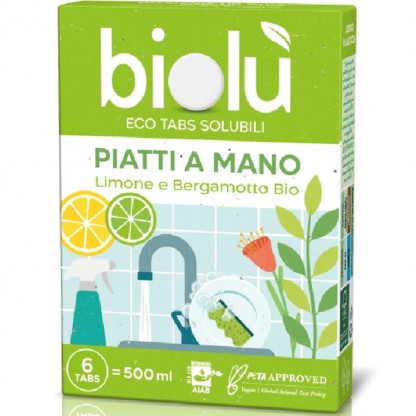 Tablete pt spalat vase manual cu lamaie si bergamota bio 6 buc Biolu