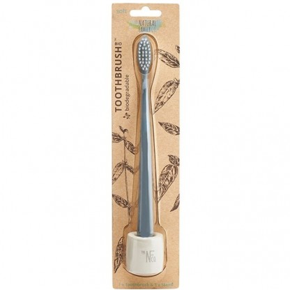 Periuta de dinti biodegradabila cu suport, Monsoon Mist (gri) Nfco Jack n Jill
