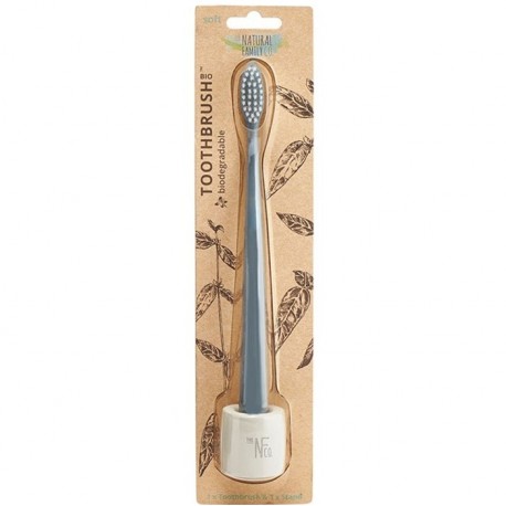 Periuta de dinti biodegradabila cu suport, Monsoon Mist (gri) Nfco Jack n' Jill
