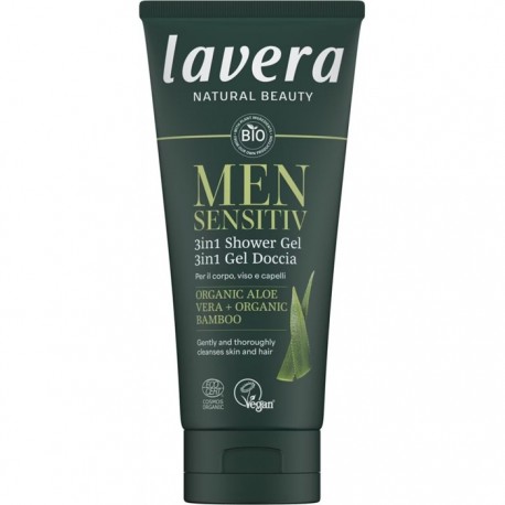 Gel de dus sensitiv 3 in 1 pt barbati cu aloe vera si bambus bio 200ml Lavera