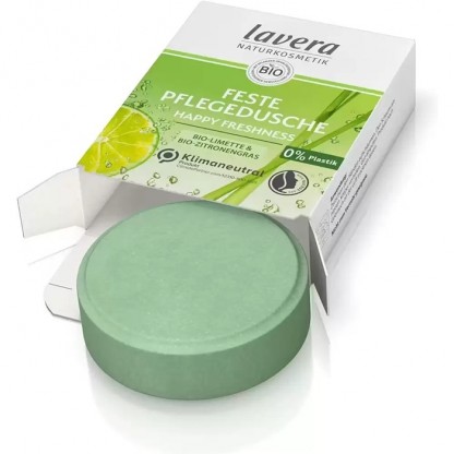 Gel de dus solid cu lime si lemongras bio Happy Freshness 50g Lavera