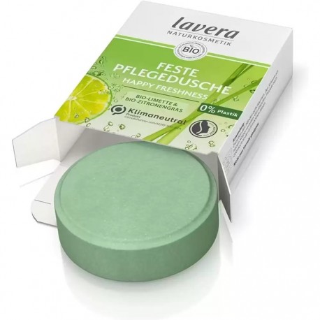 Gel de dus solid cu lime si lemongras bio Happy Freshness 50g Lavera