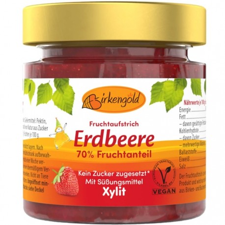 Gem de capsune fara zahar, indulcit cu xylitol 200g Birkengold