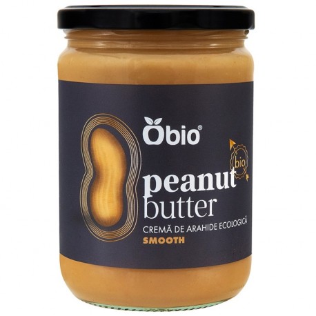 Crema de arahide smooth bio, fara gluten, fara sare 500g Obio
