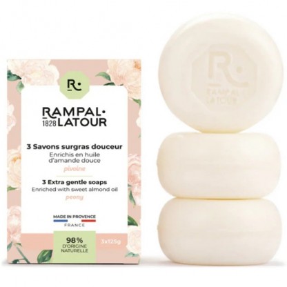 Cutie 3 sapunuri naturale cu bujor 375g Rampal Latour
