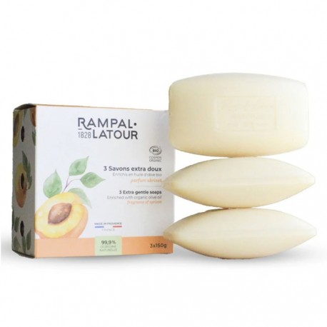 Cutie 3 sapunuri organice cu caise 450g Rampal Latour