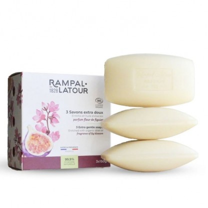 Cutie 3 sapunuri organice cu flori de smochin 450g Rampal Latour
