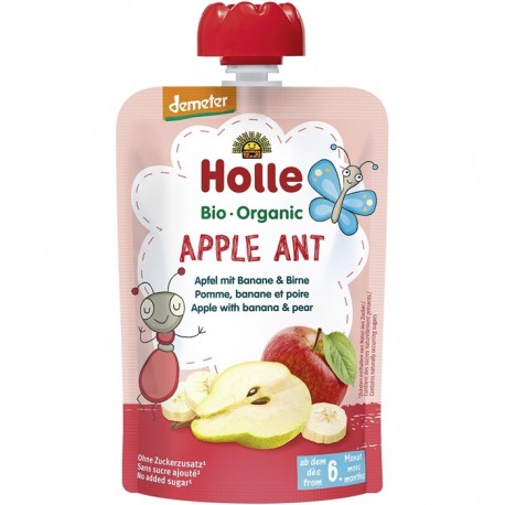 Piure bio de mere cu banane si pere pentru copii, +6 luni Holle 100g