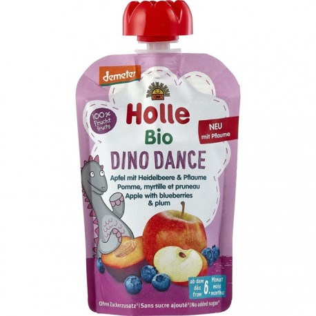 Piure bio de mere cu afine si prune pentru copii +6 luni Holle 100g