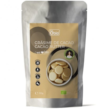 Grasime de cacao Raw bio, varietate Criollo (cacao butter) 250g Obio