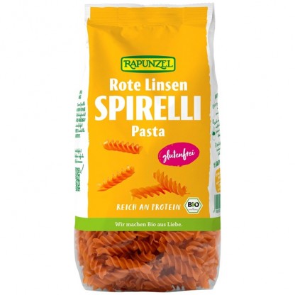 Spirelli din linte rosie bio, fara gluten 300g Rapunzel