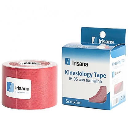 Bandaj kinesio elastic adeziv cu turmalina, roz 5m Irisana