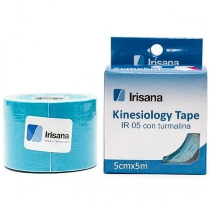 Bandaj kinesio elastic adeziv cu turmalina, bleu 5m Irisana
