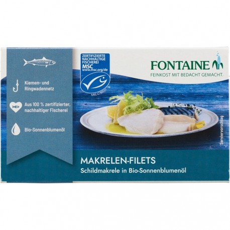 File de macrou fara piele, fara oase in ulei bio de floarea soarelui 125g Fontaine