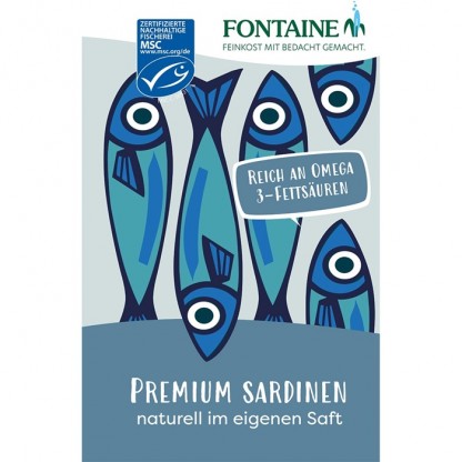 Sardine premium naturale, in suc propriu 120g Fontaine