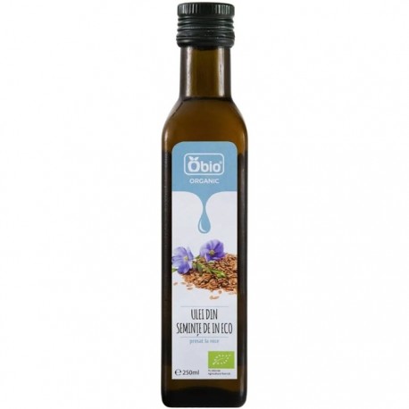 Ulei din seminte de in bio, presat la rece 250ml Obio