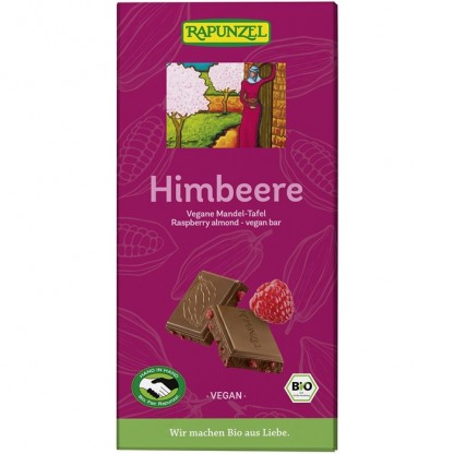 Ciocolata bio vegana cu migdale si zmeura 100g Rapunzel