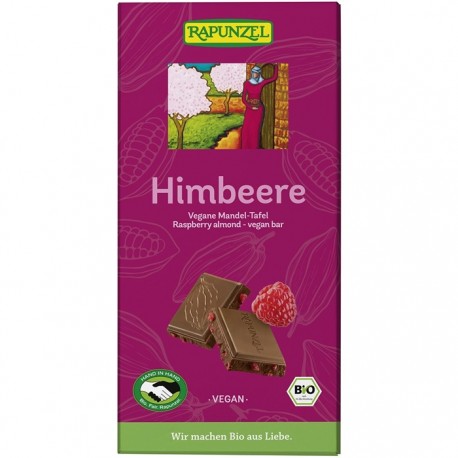 Ciocolata bio vegana cu migdale si zmeura 100g Rapunzel