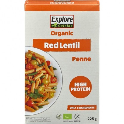 Penne din linte rosie bio, fara gluten 250g Explore Cuisine