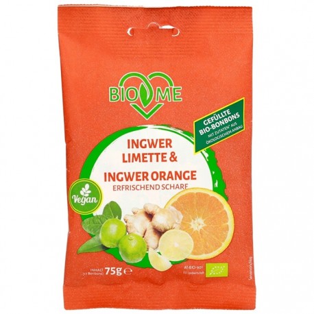 Bomboane cu ghimbir - lime si ghimbir - portocala 75g Bio Loves Me