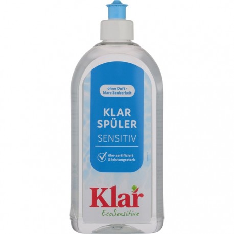 Solutie pentru clatire vase, fara parfum 500ml Klar Eco Sensitive