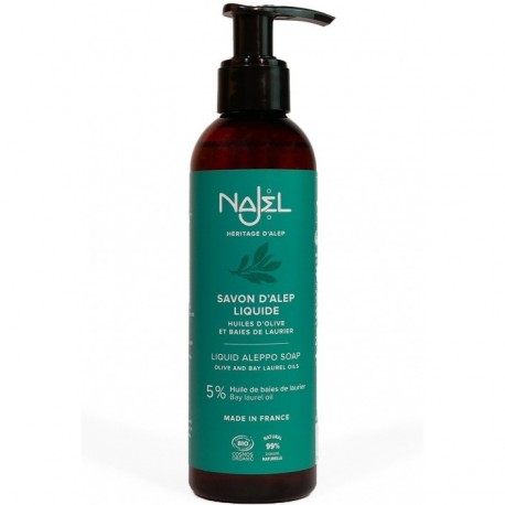 Sapun de Alep lichid bio cu 5% ulei de dafin 200ml Najel 