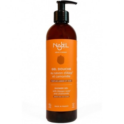 Gel de dus bio cu sapun de Alep, Ambra si Oud 500ml Najel