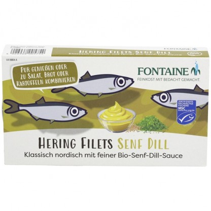 File de hering în crema bio de mustar si marar 200g Fontaine